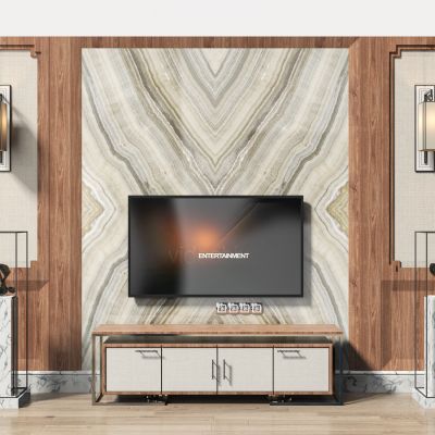 现代电视柜背景墙组合3D模型