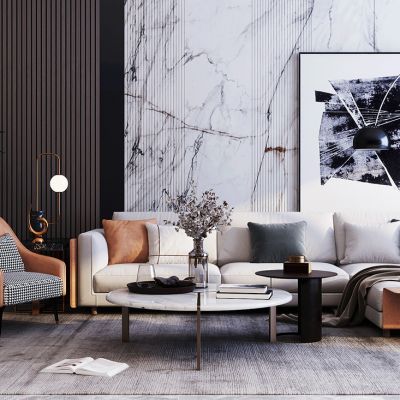 现代转角沙发茶几组合