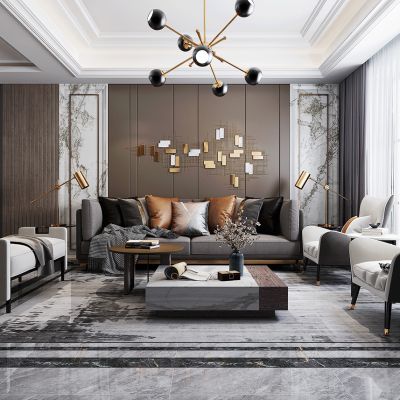 现代轻奢客厅餐厅