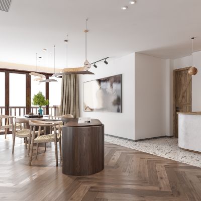 新中式客厅餐厅书房