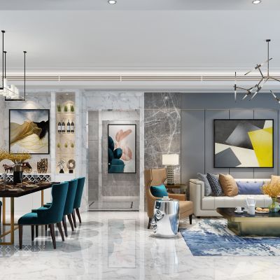 现代轻奢客厅餐厅