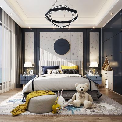 现代卧室,男孩房