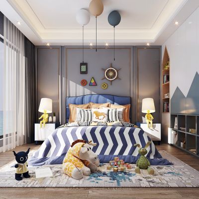现代卧室,男孩房