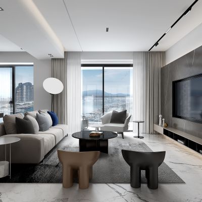 现代轻奢客厅餐厅