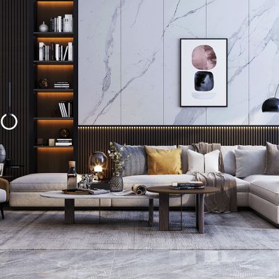 现代转角沙发茶几组合