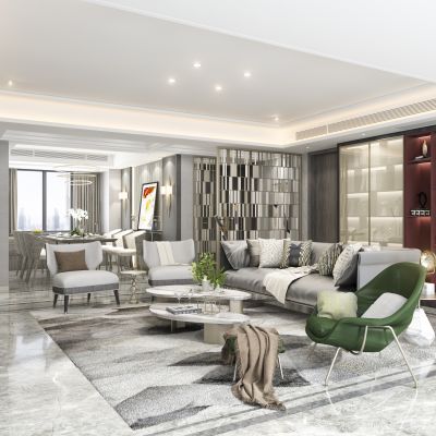 现代轻奢客厅餐厅