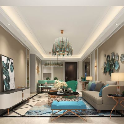 欧式奢华客厅餐厅