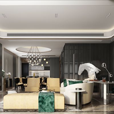 欧式奢华客厅餐厅