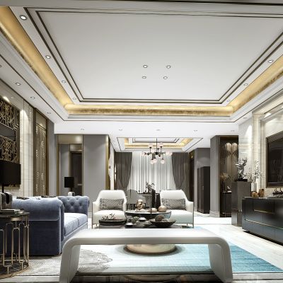 欧式奢华客厅餐厅