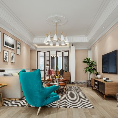 欧式奢华客厅餐厅