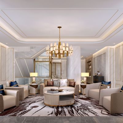 欧式奢华客厅餐厅