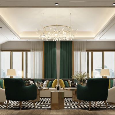 欧式奢华客厅餐厅