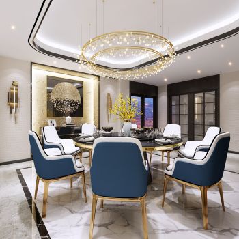 欧式奢华客厅餐厅