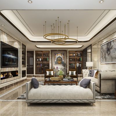 欧式奢华客厅餐厅