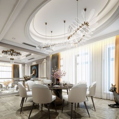 欧式奢华客厅餐厅