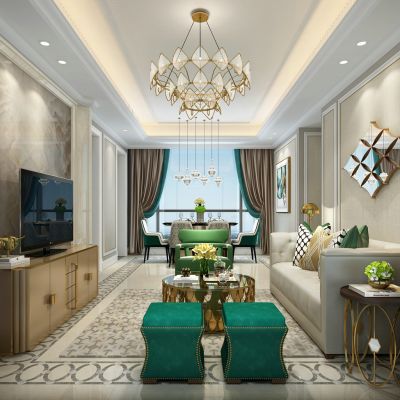 欧式奢华客厅餐厅