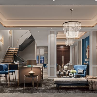 欧式奢华客厅餐厅