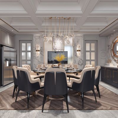 欧式奢华客厅餐厅