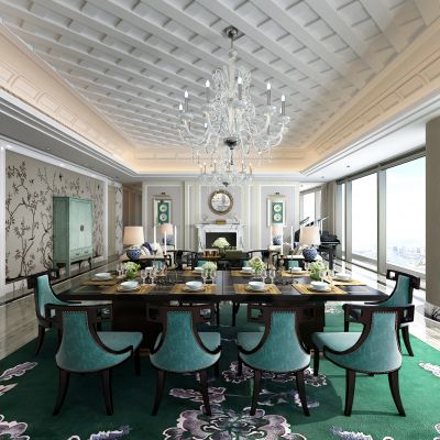 欧式奢华客厅餐厅