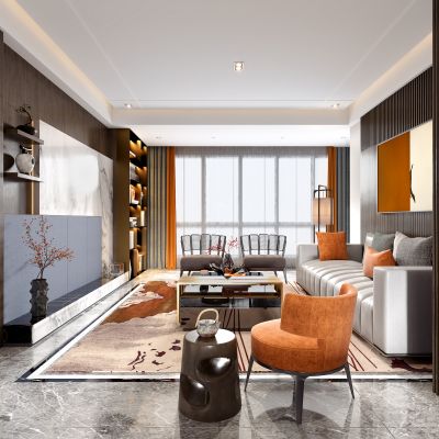 现代轻奢餐厅客厅