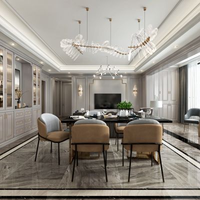 欧式奢华客厅餐厅