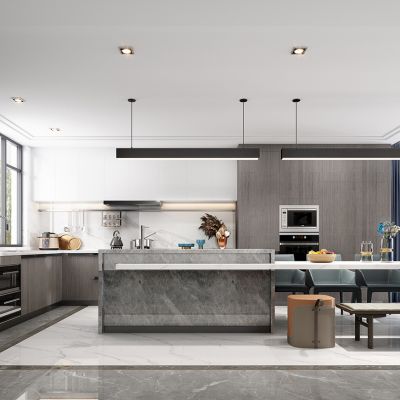 现代轻奢简约餐厅厨房