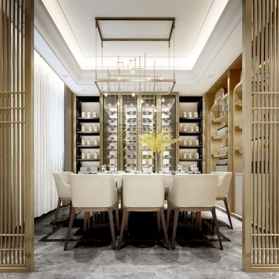 新中式餐厅茶室，过道