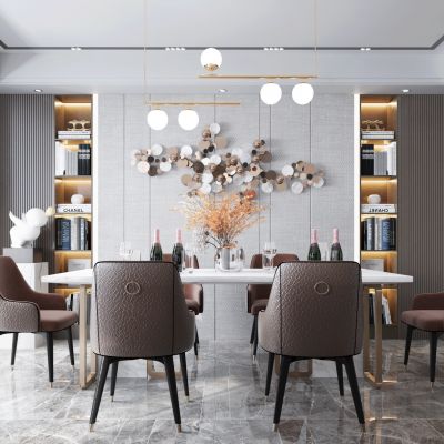 简欧轻奢客厅餐厅组合