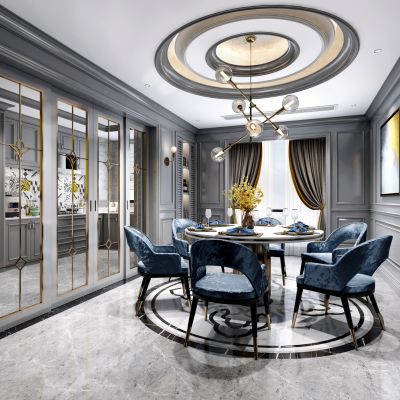 欧式轻奢简约餐厅厨房