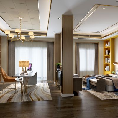 现代轻奢卧室书房