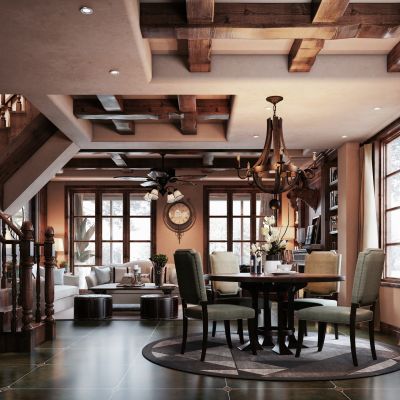 新古典客厅餐厅