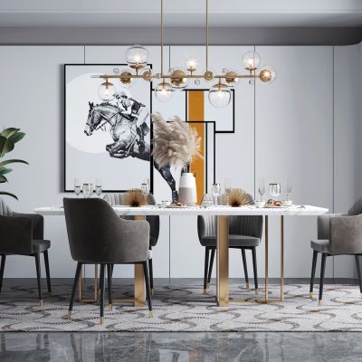 现代轻奢餐桌椅组合