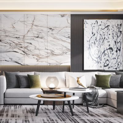 现代轻奢客厅餐厅