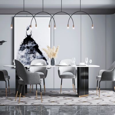 现代轻奢餐桌椅组合