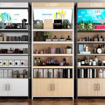 现代化妆品店货柜货架D模