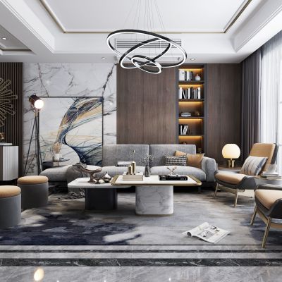 现代轻奢客厅餐厅