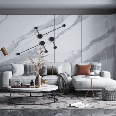 现代轻奢转角沙发茶几组合