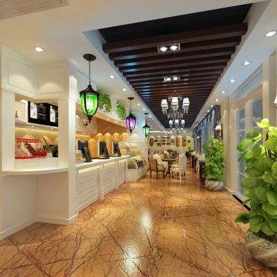 简欧风面包店设计施工CAD图