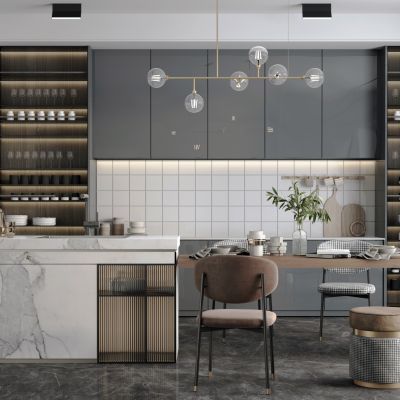 现代轻奢开放式厨房