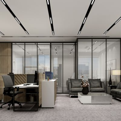 现代简约办公室设计装修CAD图