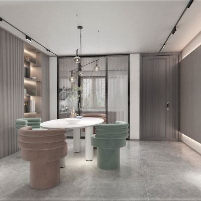 现代风格餐厅，餐桌椅组合