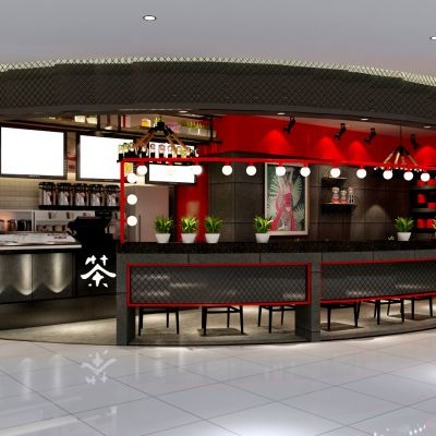 现代工业奶茶咖啡店装修CAD图