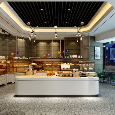 现代面包店装修CAD图
