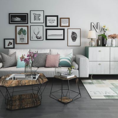 现代沙发茶几展架花卉绿植吊灯餐桌椅