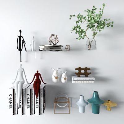 现代饰品摆件 花瓶 书籍