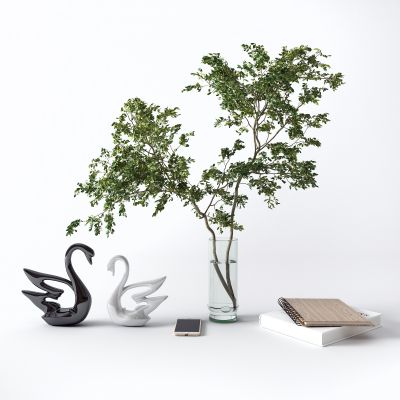 现代饰品摆件 花瓶 天鹅