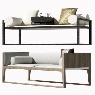 新中式双人沙发