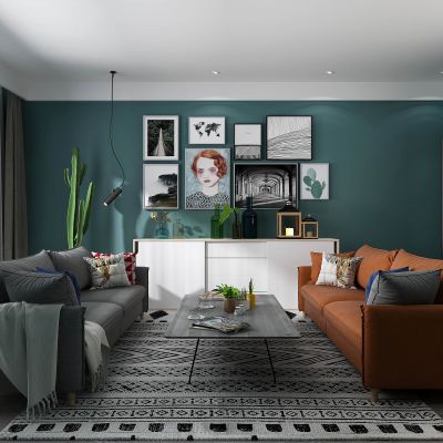 现代沙发茶几展架花卉绿植吊灯餐桌椅