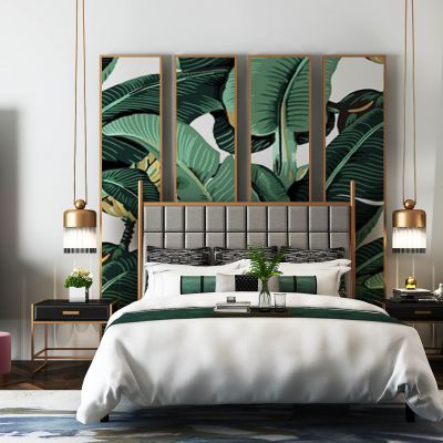 床，床头柜，台灯，博古展架，休闲椅，化妆台，艺术吊灯，床尾凳，吊椅