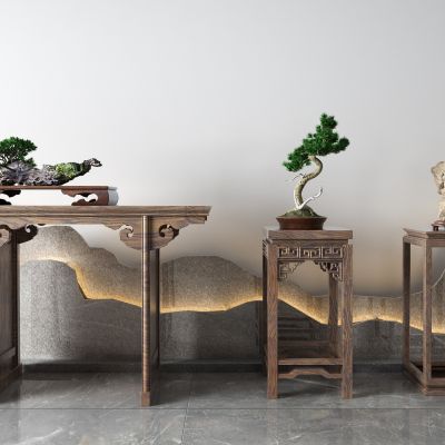 新中式花几 盆栽 松树